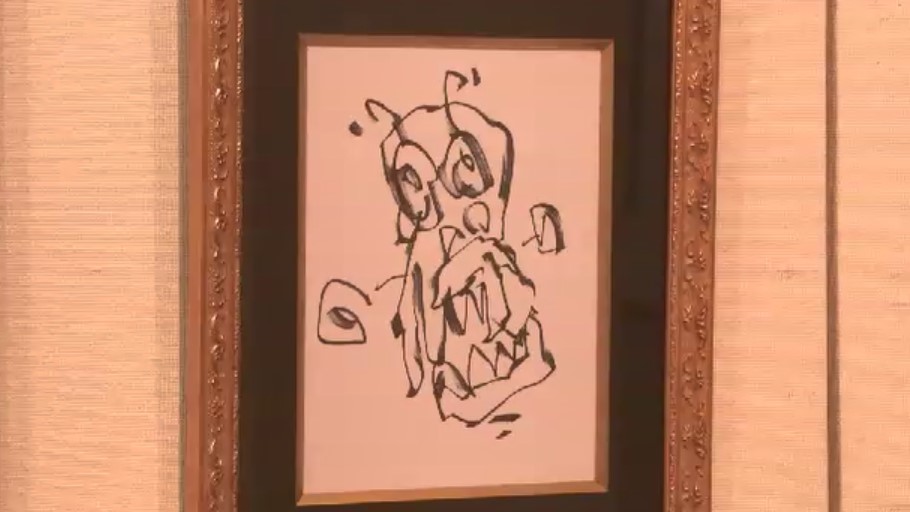 元世界王者・鬼塚勝也さんが描くファイティングアート　「ラフな感じに心打たれた」番組キャスターが選んだ1枚　福岡県立美術館で5月25日まで